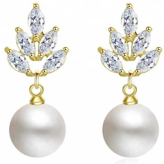 Sabrina Pearl & Marquise Crystal Bridal Earrings