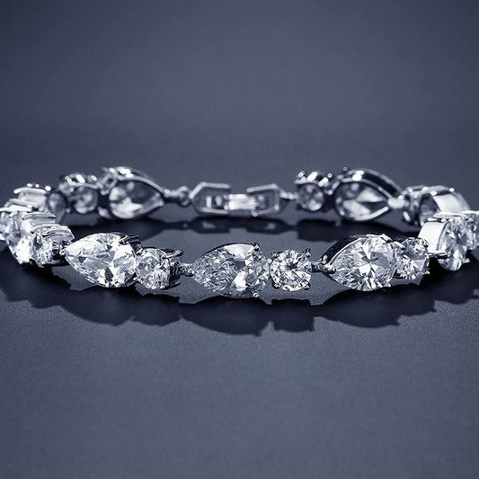 Louella Pear & Round Crystal Bridal Bracelet