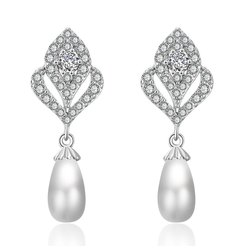 Talulla Pear Pearl & Crystal Bridal Earrings