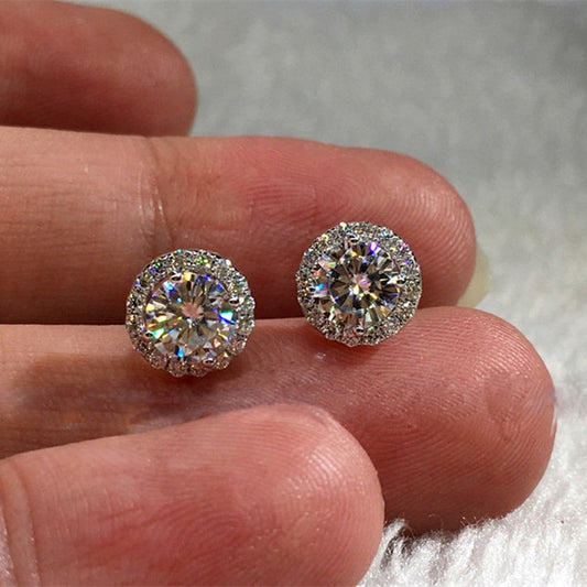 Hana Halo Crystal Bridal Stud Earrings