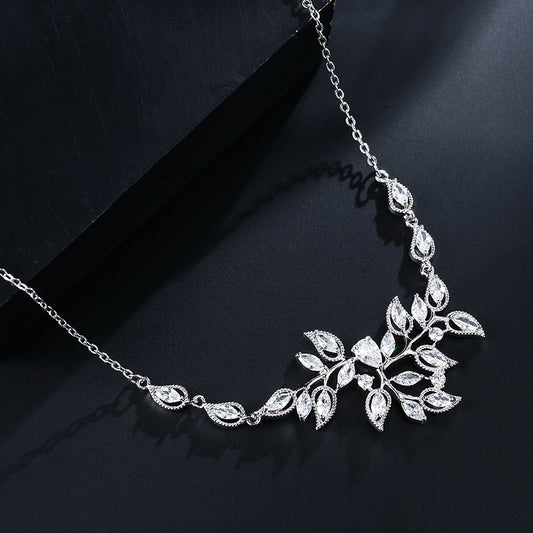 Josefina Marquise Floral Crystal Bridal Pendant Necklace