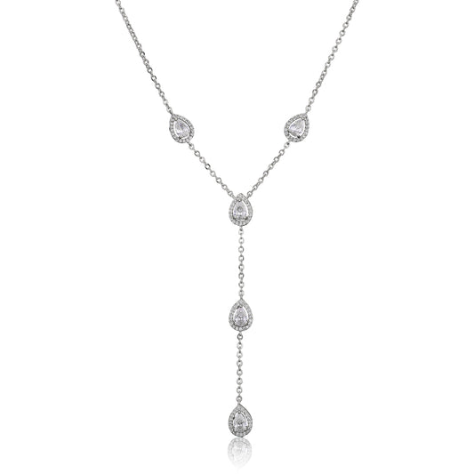 Mabel Halo Pears Crystal Bridal Pendant Necklace
