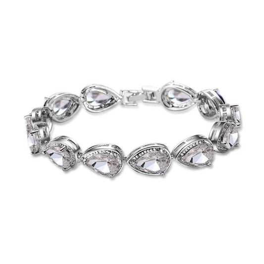 Sofía Pear Halo Crystal Bridal Bracelet