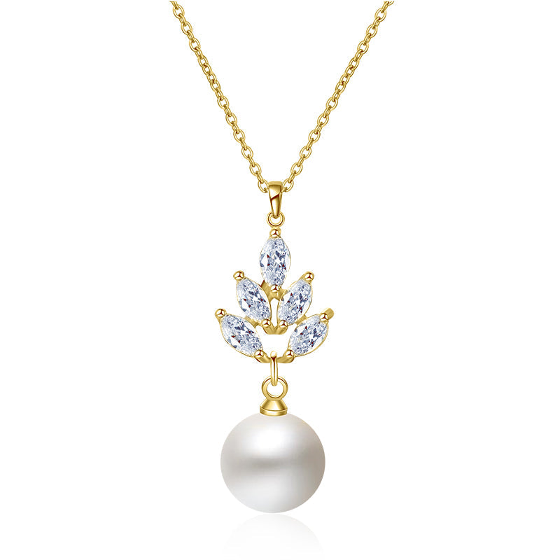 Sabrina Pearl & Marquise Crystal Bridal Pendant Necklace