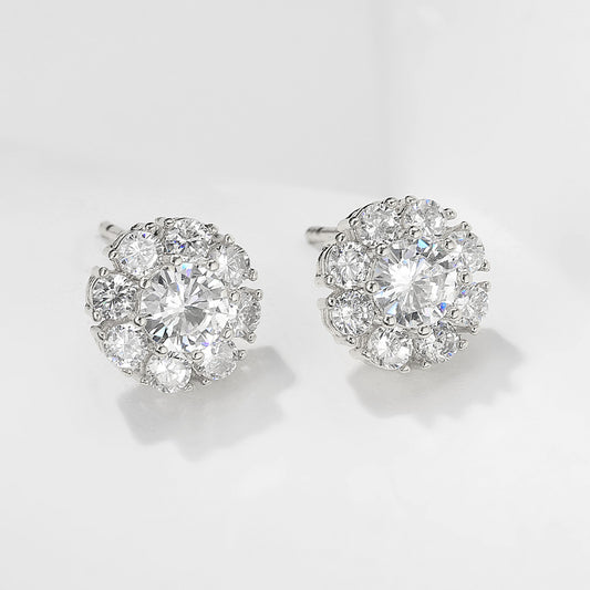 Flora Crystal Cluster Bridal Stud Earrings