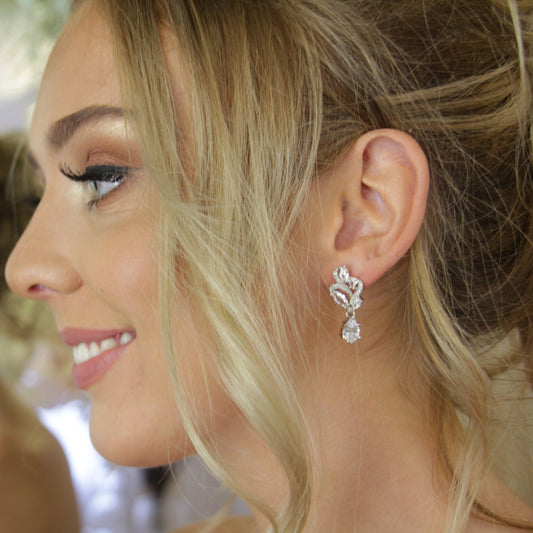 Adeline Tear Drop & Marquise Crystal Bridal Earrings