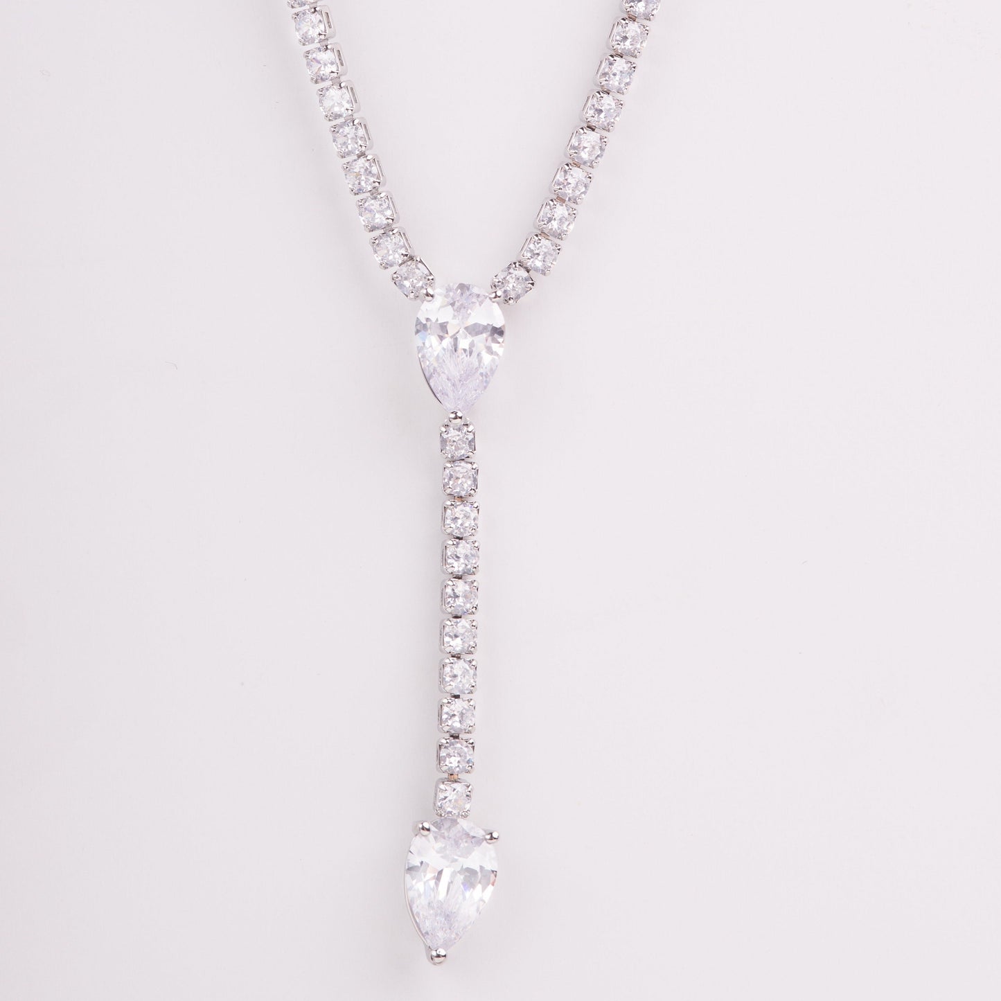 Viviana Teardrops Crystal Bridal Pendant Necklace