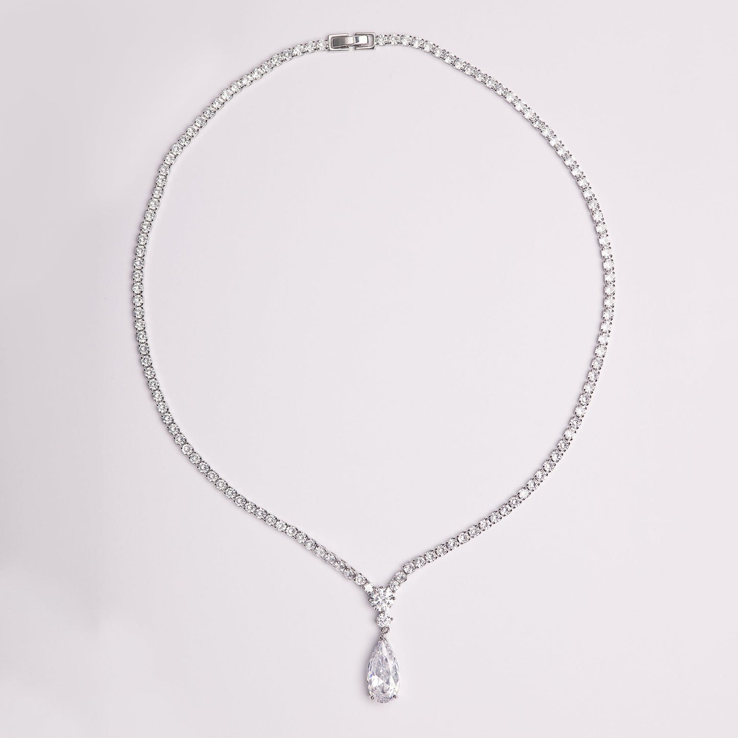 Dolores Teardrops Crystal Bridal Pendant Necklace