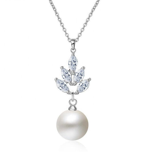 Sabrina Pearl & Marquise Crystal Bridal Pendant Necklace