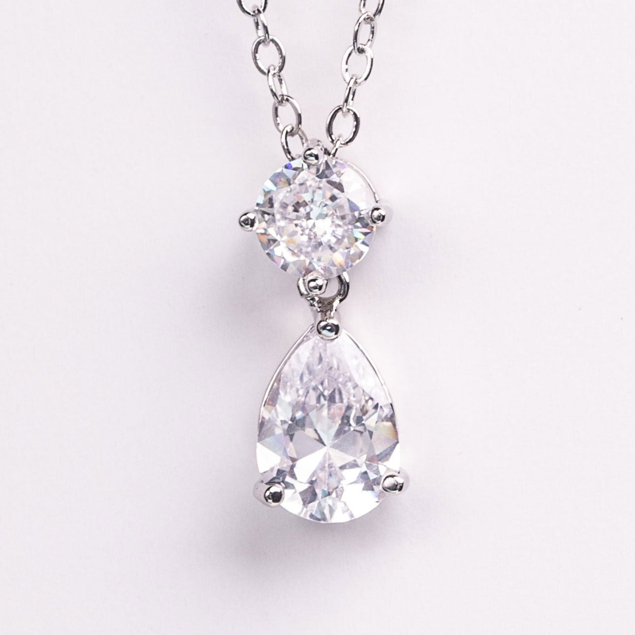 Elodie Tear Drop Crystal Earrings & Pendant Necklace Set