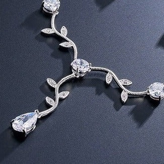 Delilah Floral Crystal Bridal Pendant Necklace & Earrings Set